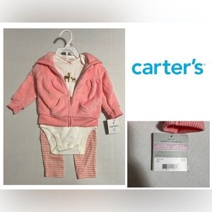 🆕CARTER’S - 9M - NWT - INFANT GIRLS 3PC PINK SHERPA DEER SET